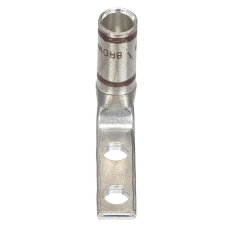 Panduit Two-Hole Compression Lug, 2 AWG Max, Standard Barrel, Copper, Brown LCDN2-14AF-Q